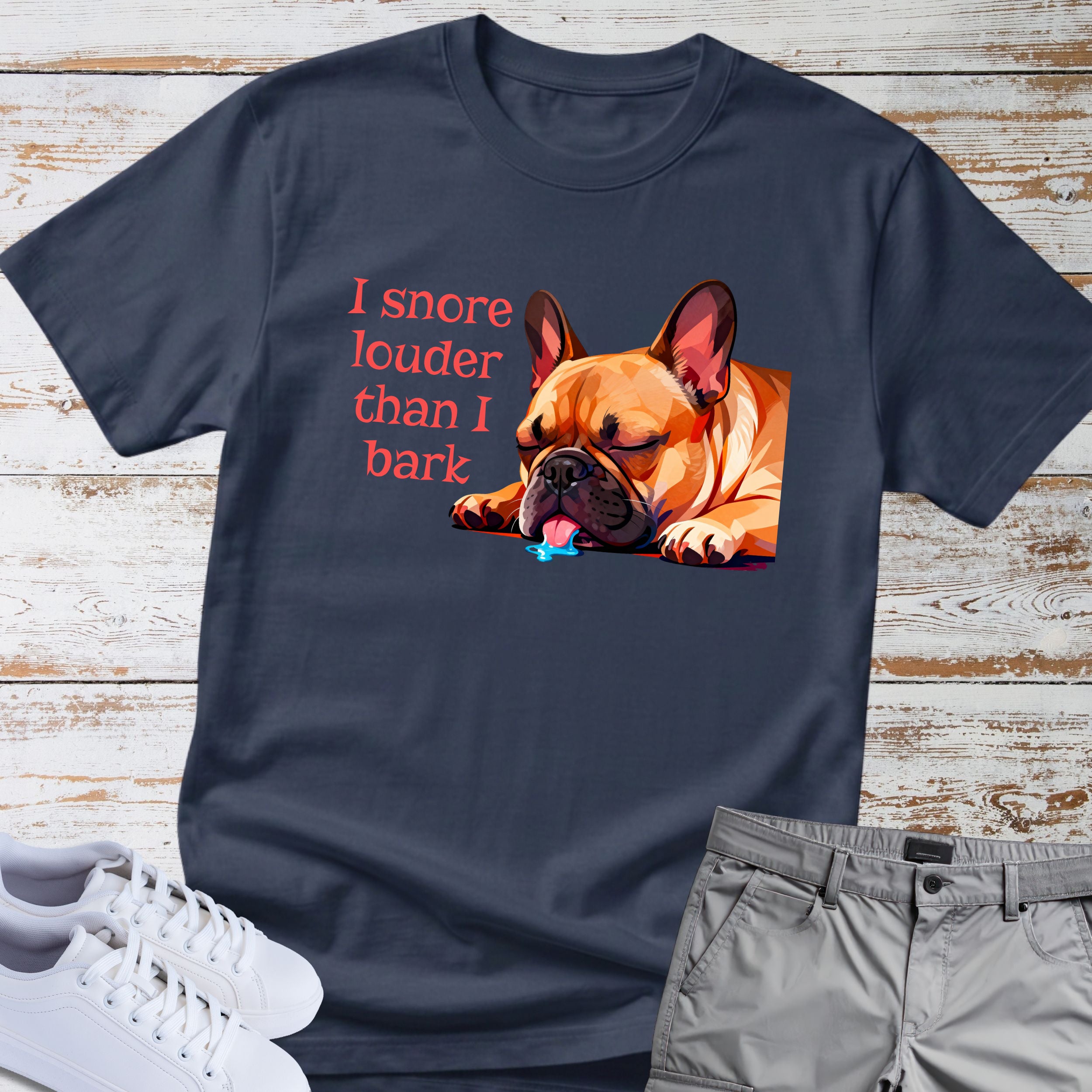 I Snore Louder Than I Bark French Bulldog T-Shirt