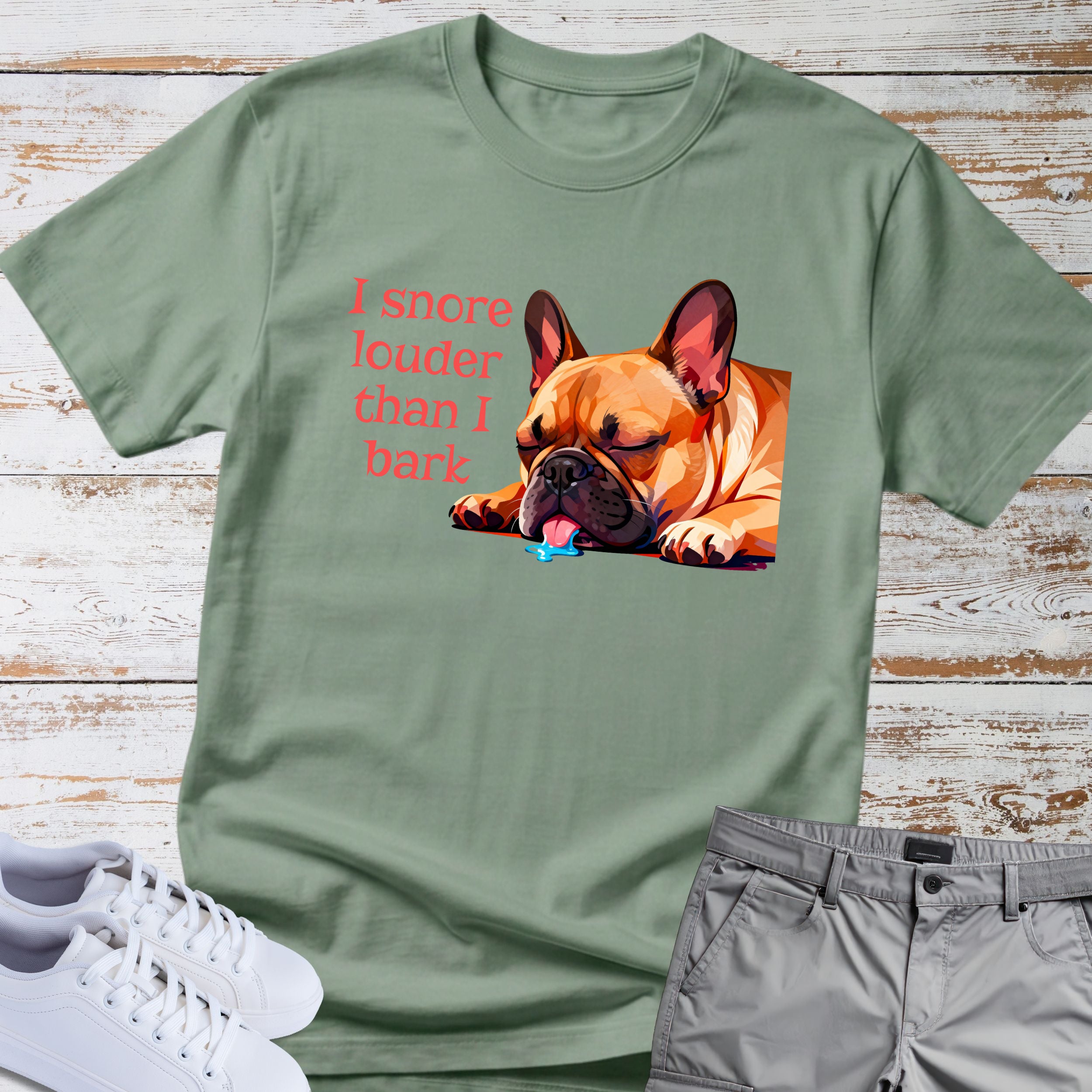 I Snore Louder Than I Bark French Bulldog T-Shirt