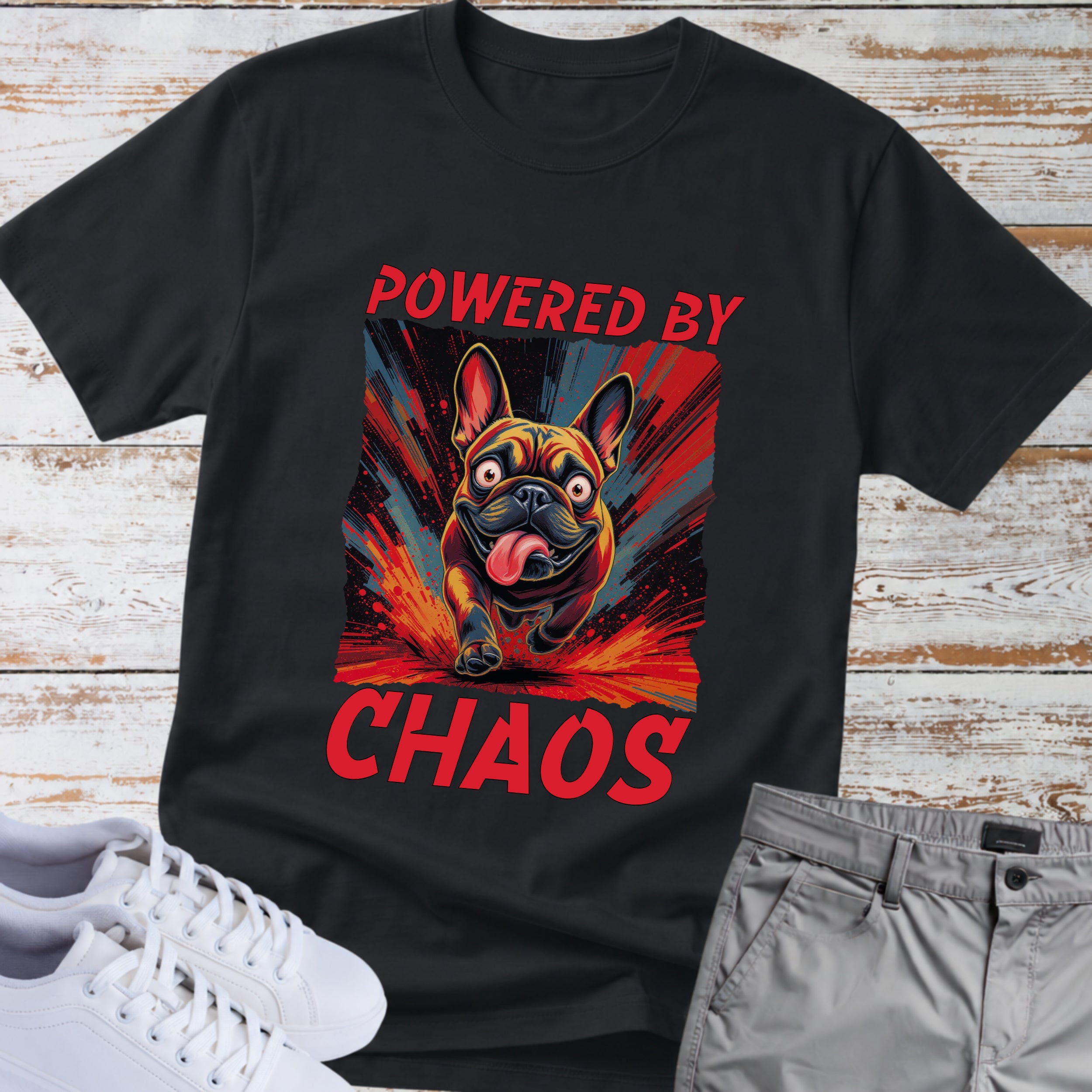 Powered by Chaos French Bulldog T-Shirt