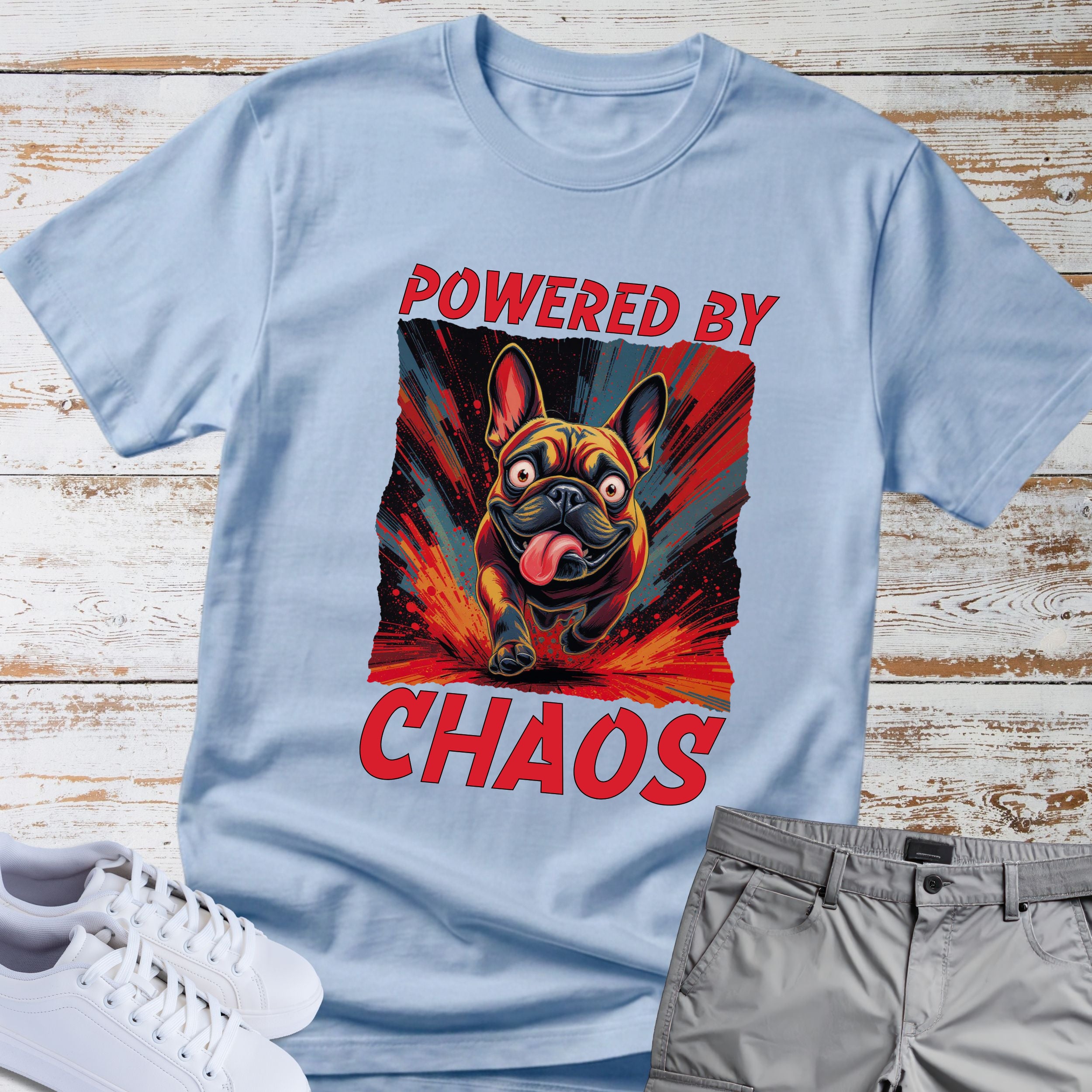 Powered by Chaos French Bulldog T-Shirt