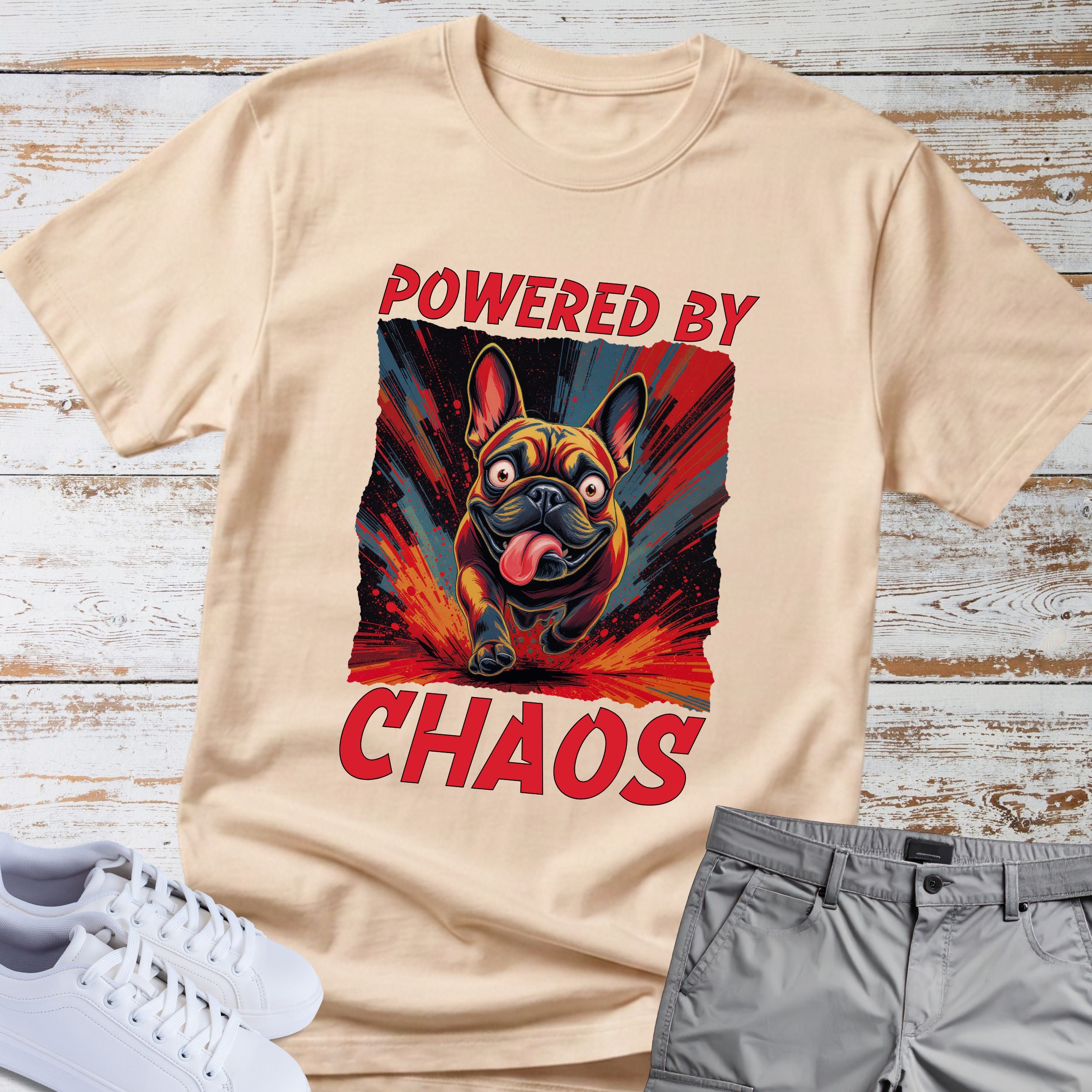 Powered by Chaos French Bulldog T-Shirt