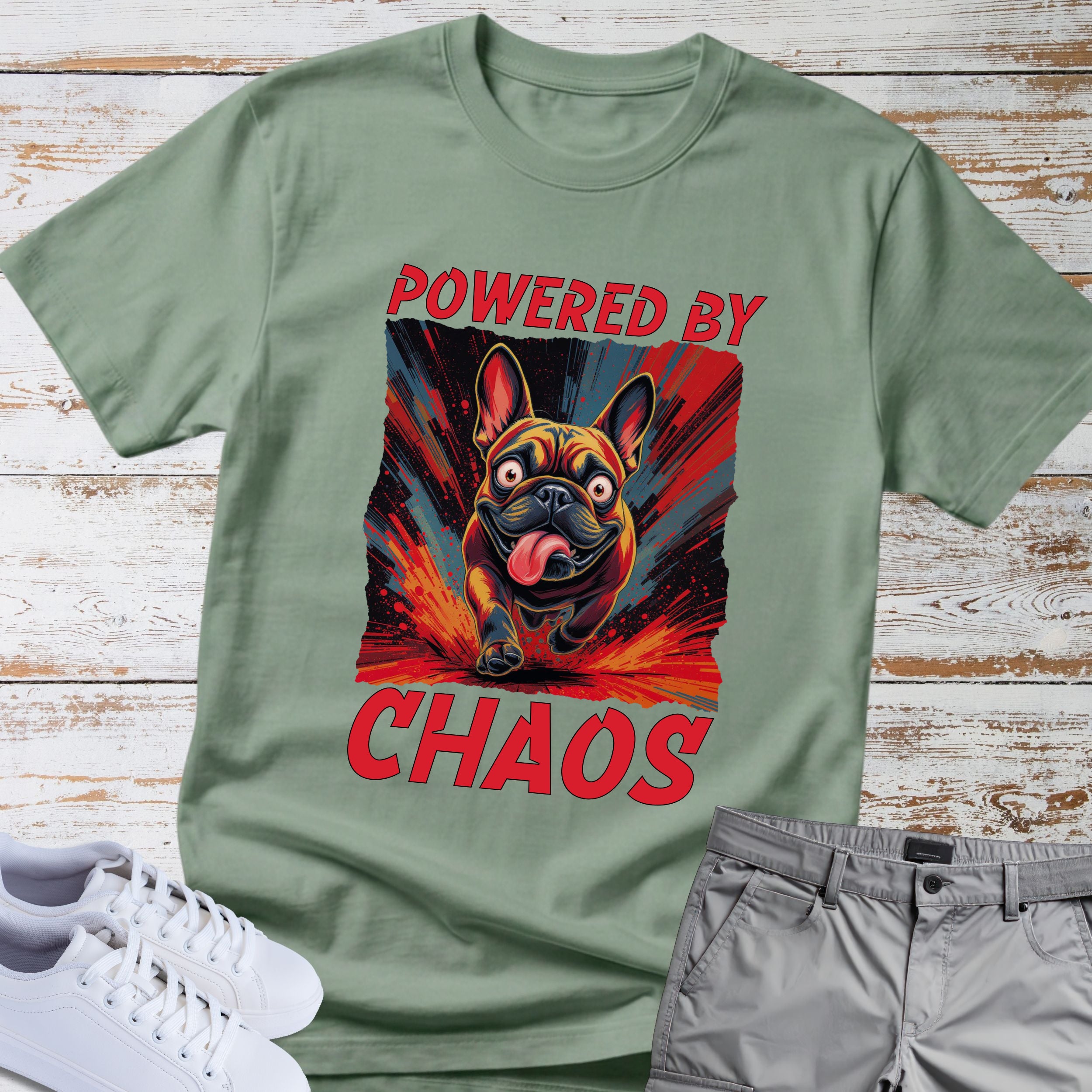 Powered by Chaos French Bulldog T-Shirt