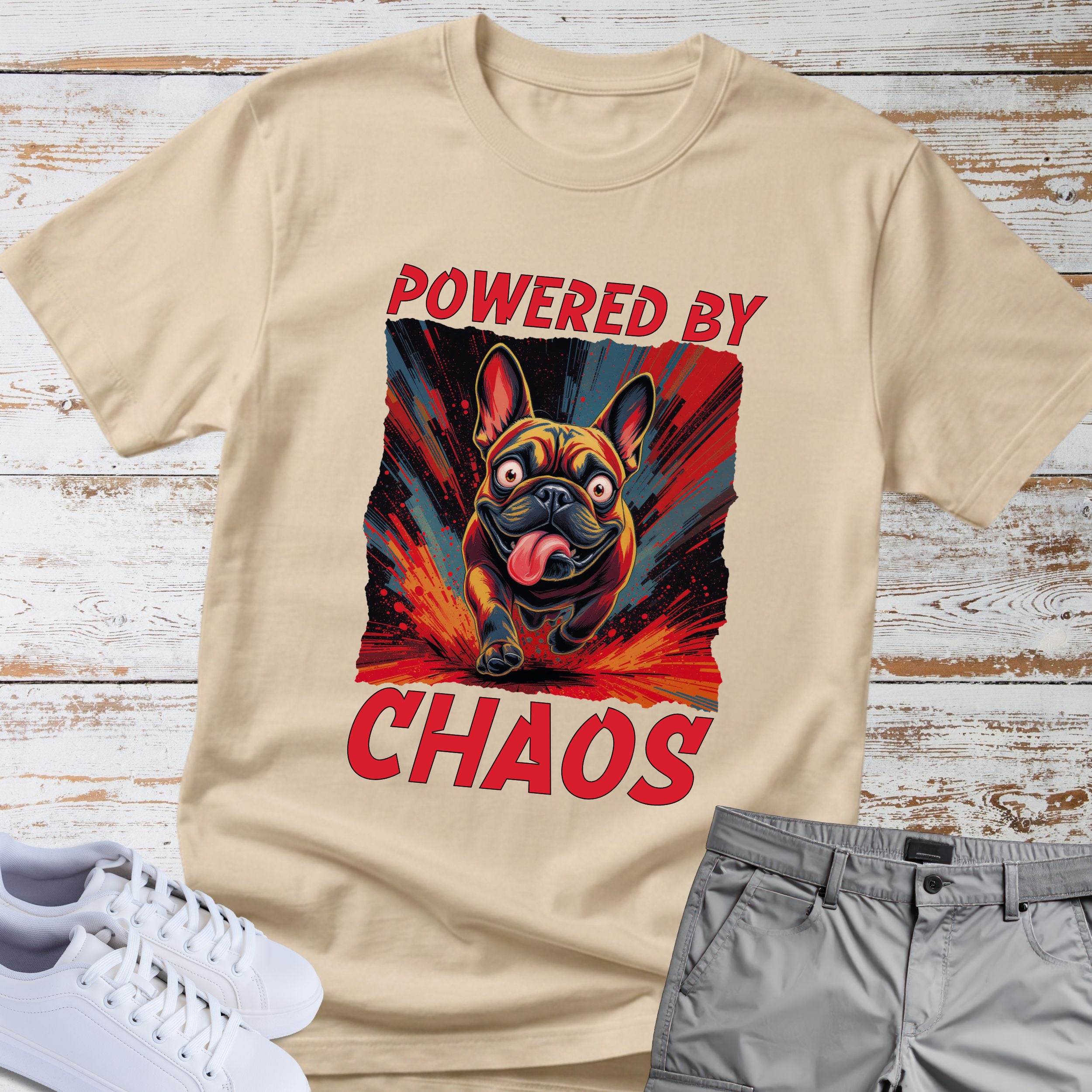 Powered by Chaos French Bulldog T-Shirt