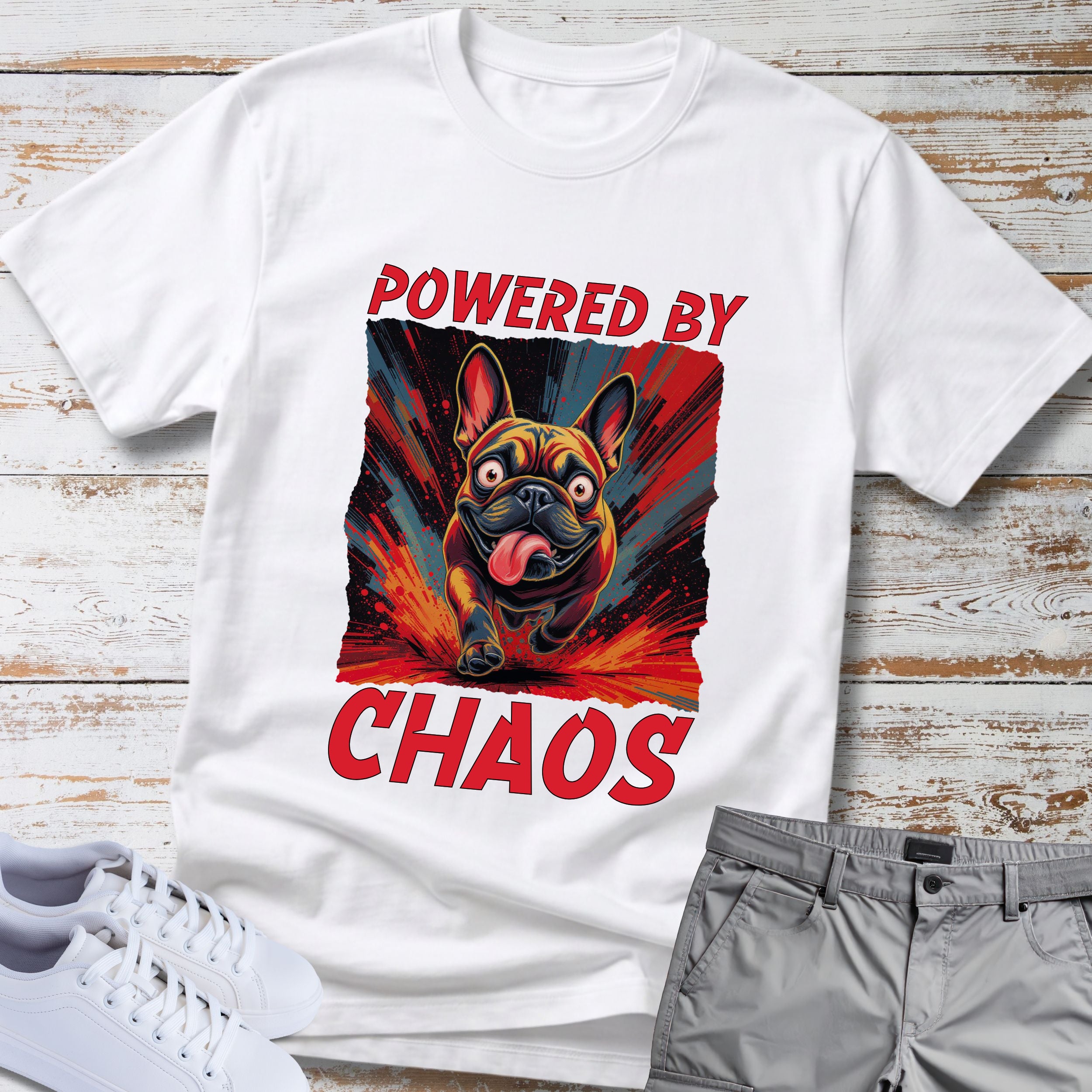 Powered by Chaos French Bulldog T-Shirt
