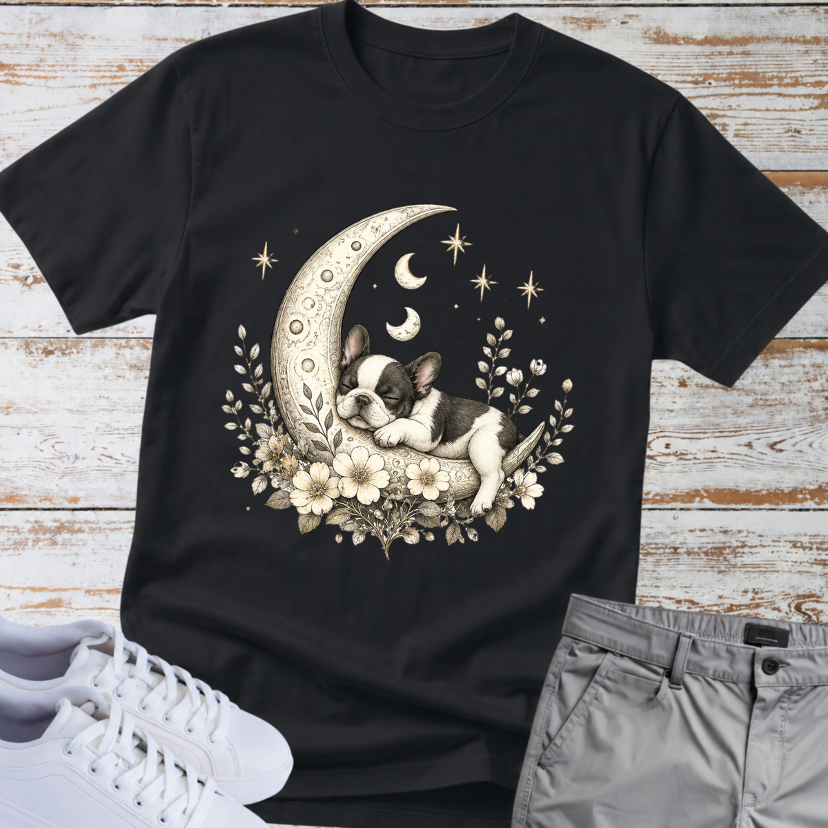 Moon - Whimsical Celestial Pup — French Bulldog Tee