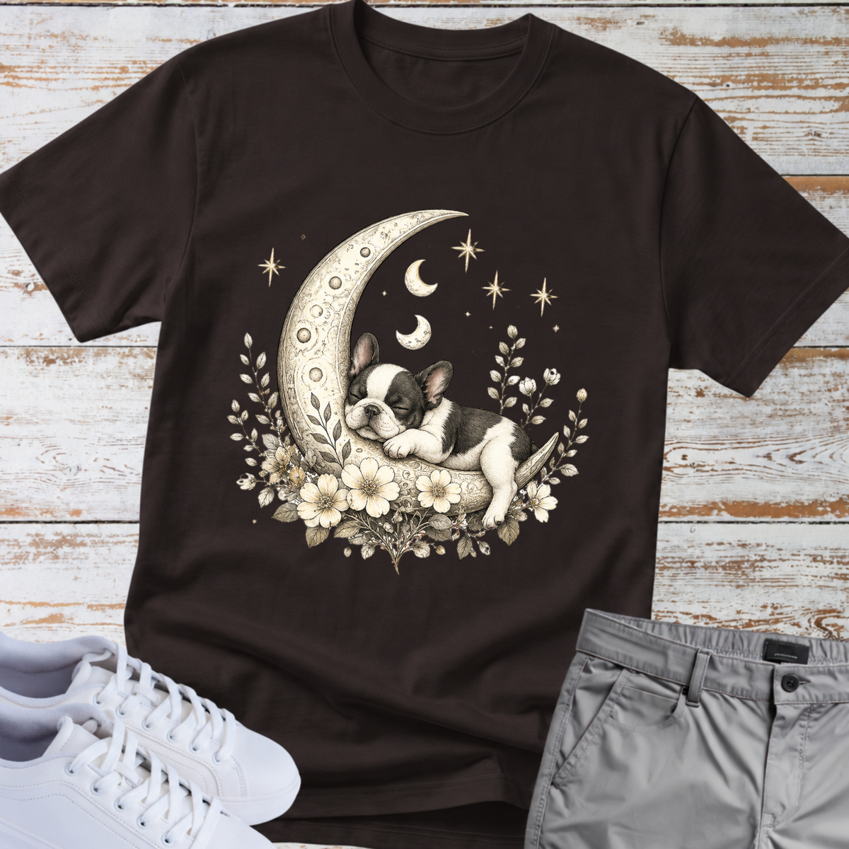 Moon - Whimsical Celestial Pup — French Bulldog Tee