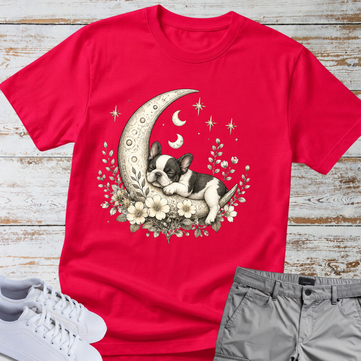 Moon - Whimsical Celestial Pup — French Bulldog Tee