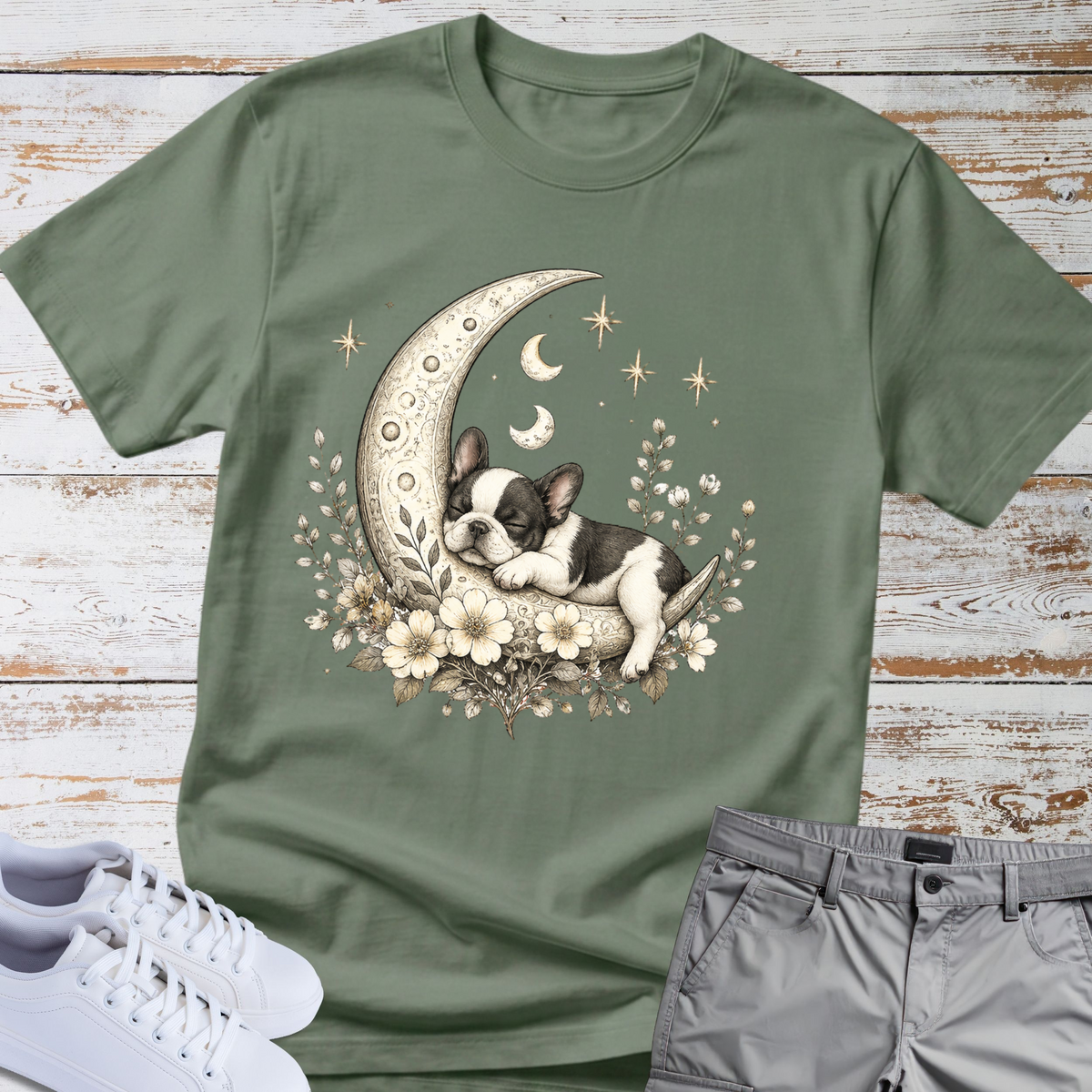 Moon - Whimsical Celestial Pup — French Bulldog Tee