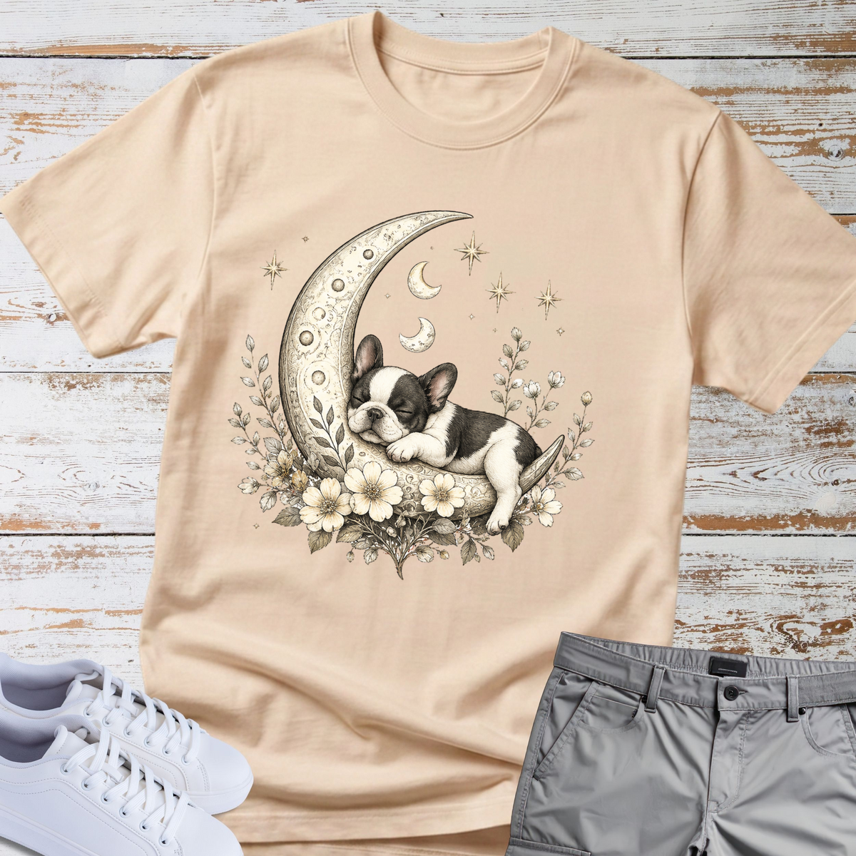 Moon - Whimsical Celestial Pup — French Bulldog Tee