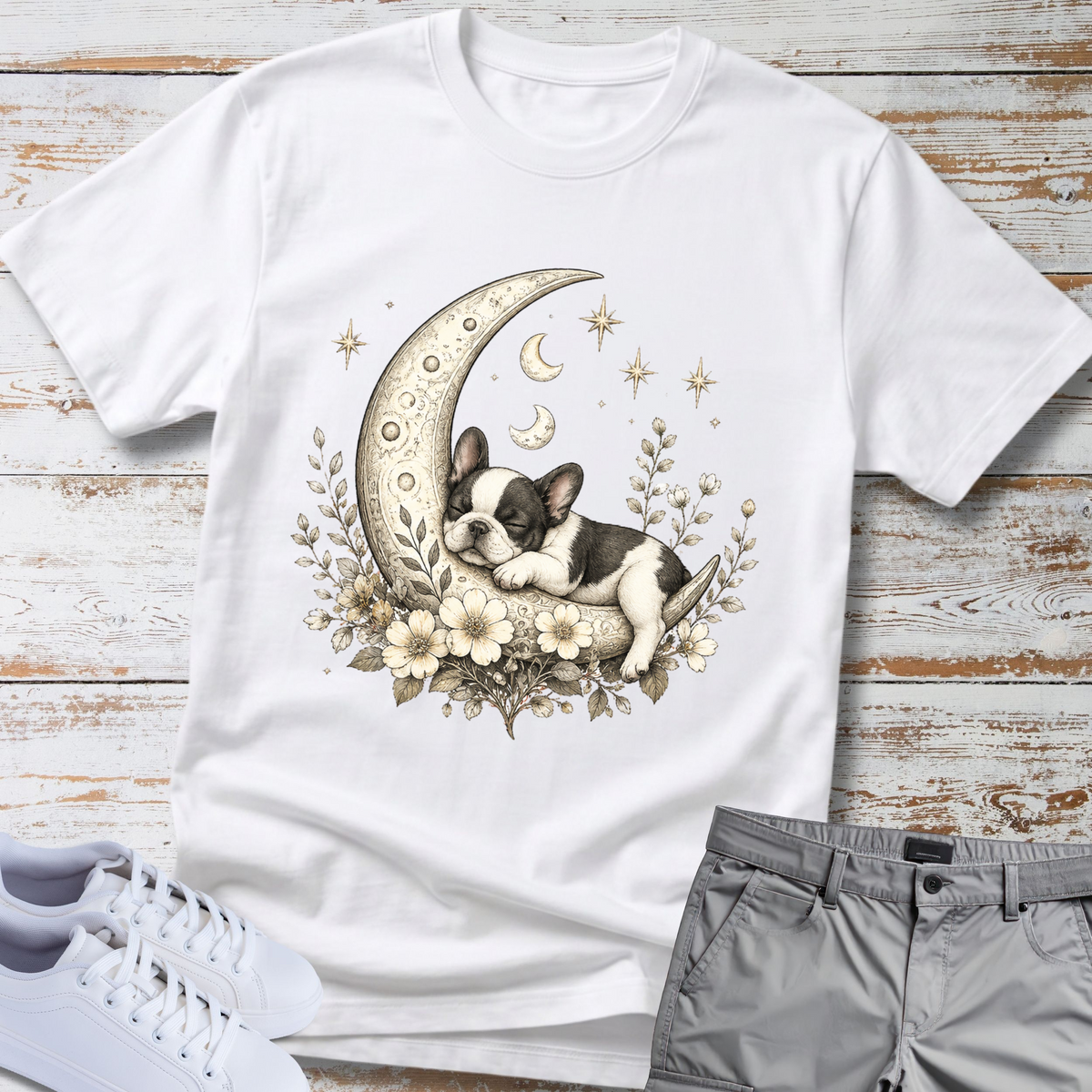 Moon - Whimsical Celestial Pup — French Bulldog Tee
