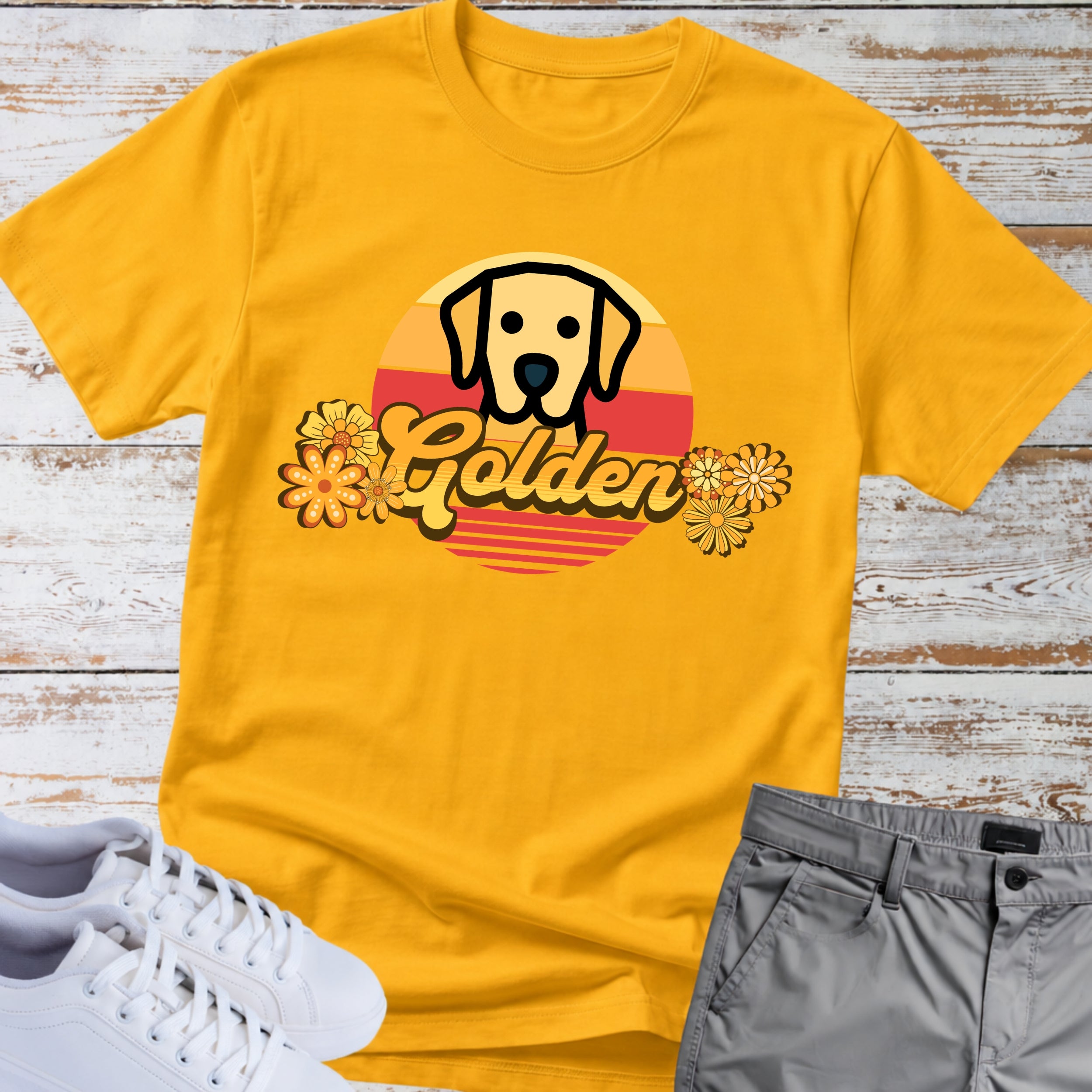 Golden Retriever Vintage Sunset T-Shirt
