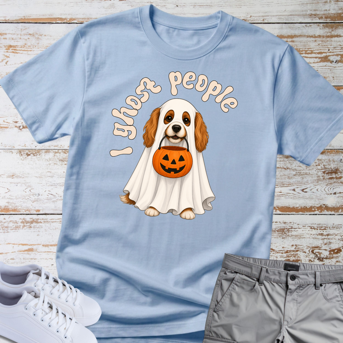 👻 I Ghost People 🎃 Halloween Cavalier King Charles T-Shirt
