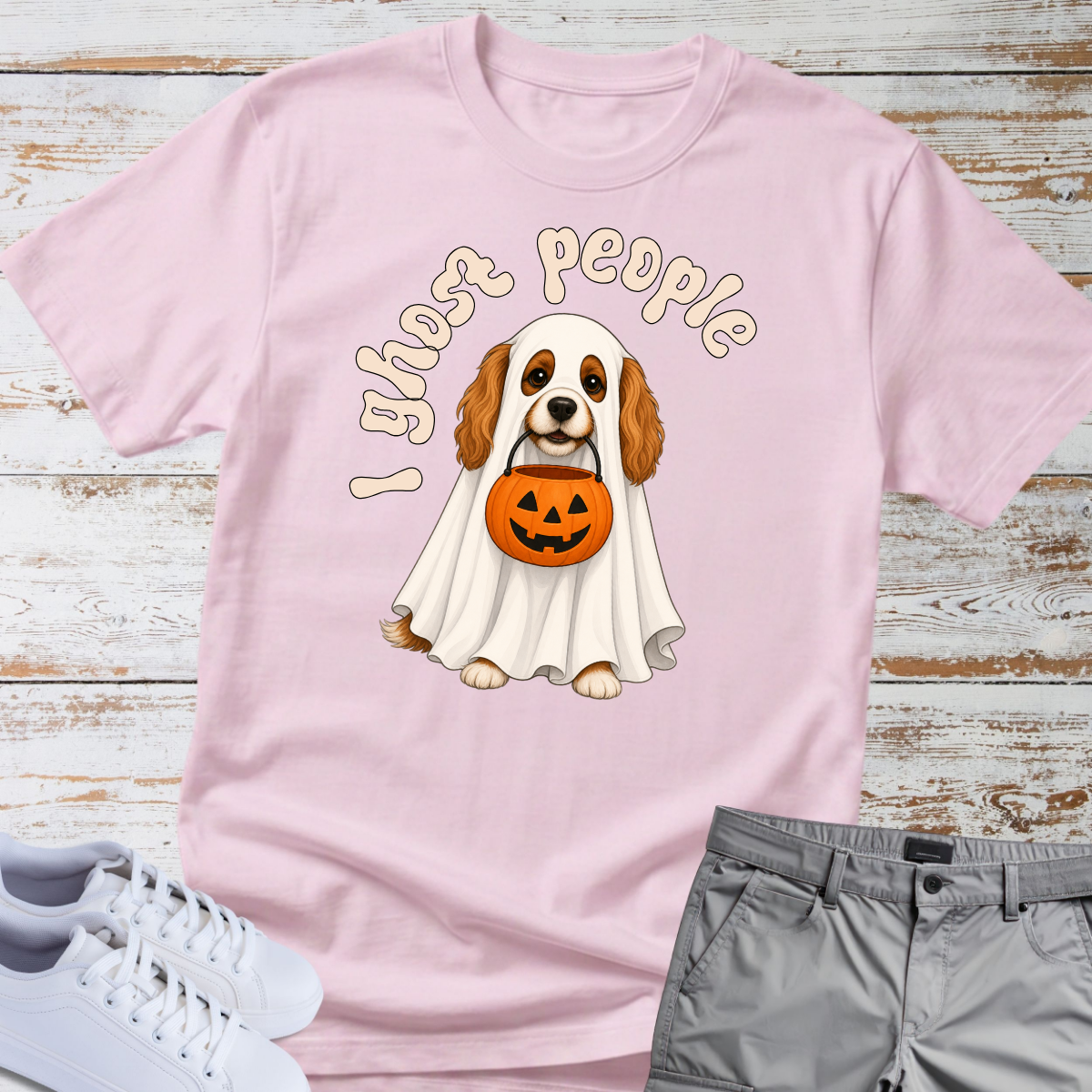 👻 I Ghost People 🎃 Halloween Cavalier King Charles T-Shirt