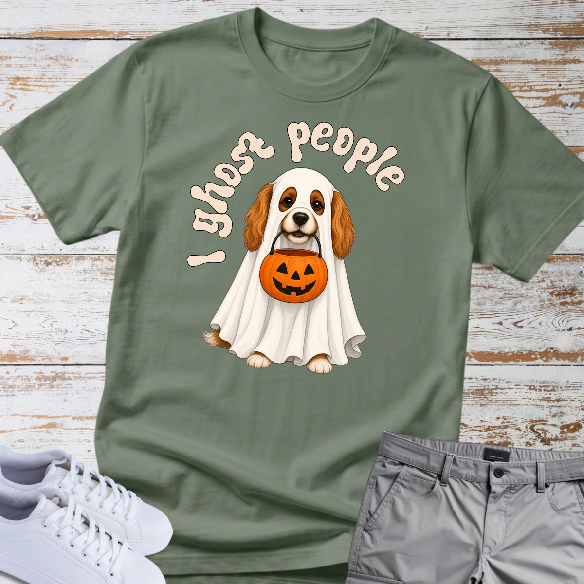 👻 I Ghost People 🎃 Halloween Cavalier King Charles T-Shirt