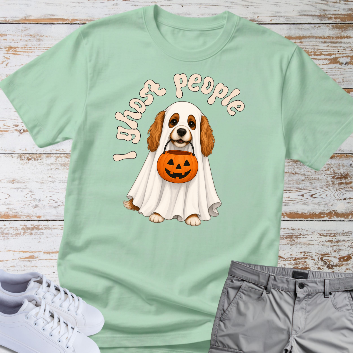 👻 I Ghost People 🎃 Halloween Cavalier King Charles T-Shirt