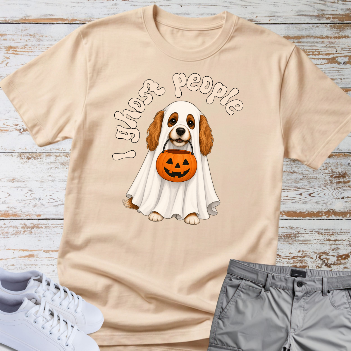 👻 I Ghost People 🎃 Halloween Cavalier King Charles T-Shirt