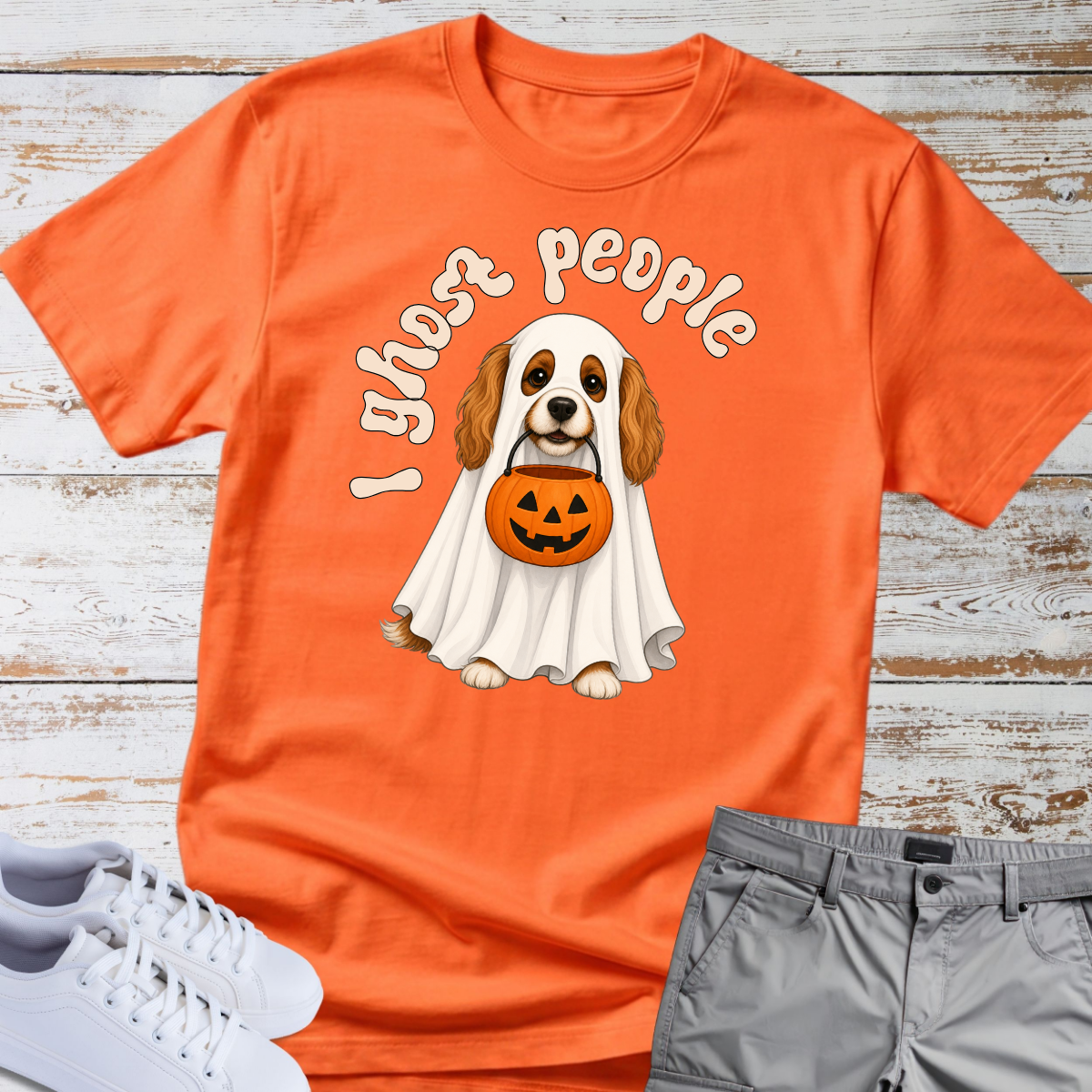 👻 I Ghost People 🎃 Halloween Cavalier King Charles T-Shirt