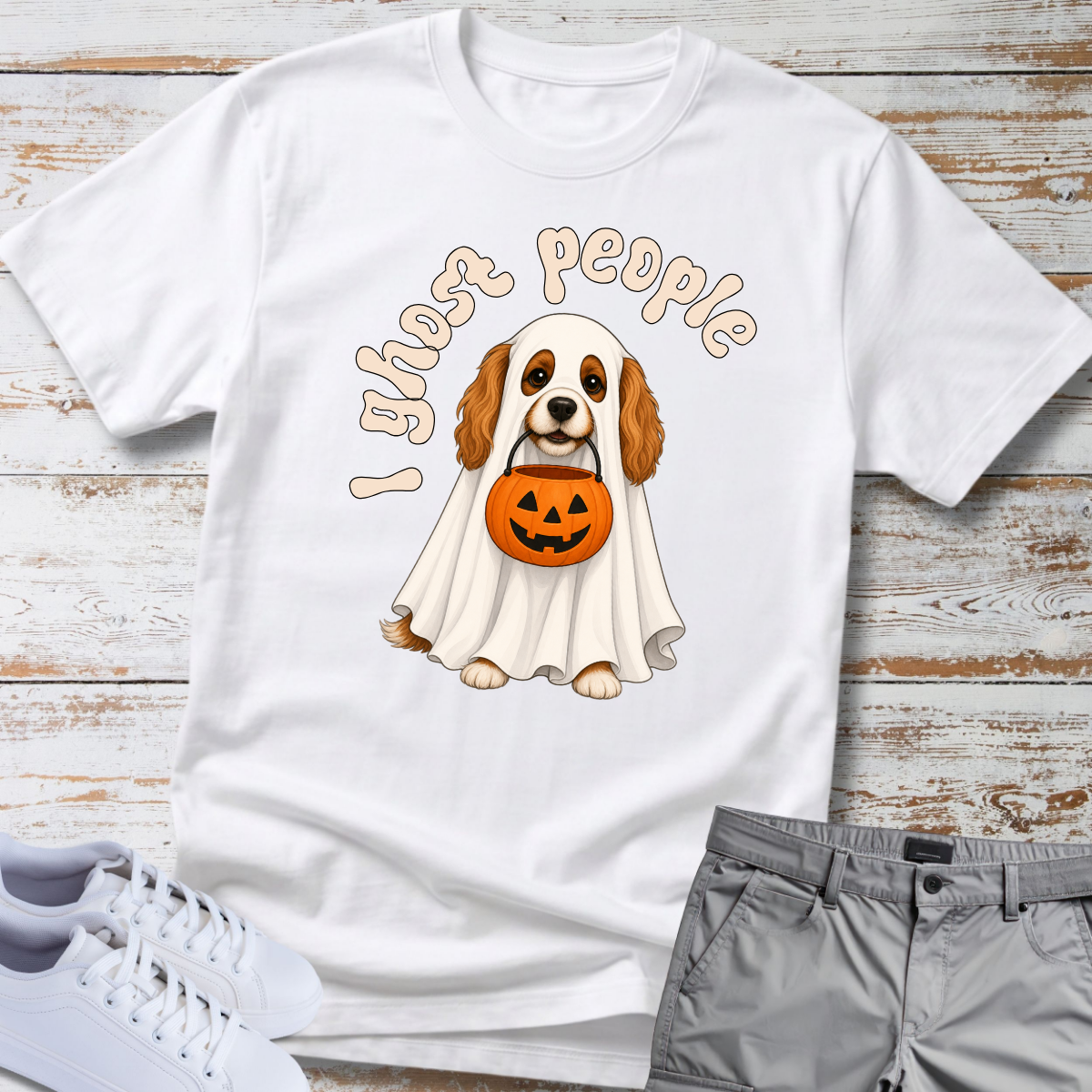 👻 I Ghost People 🎃 Halloween Cavalier King Charles T-Shirt
