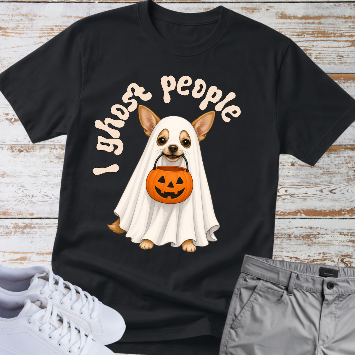 👻 I Ghost People 🎃 Halloween Chihuahua T-Shirt