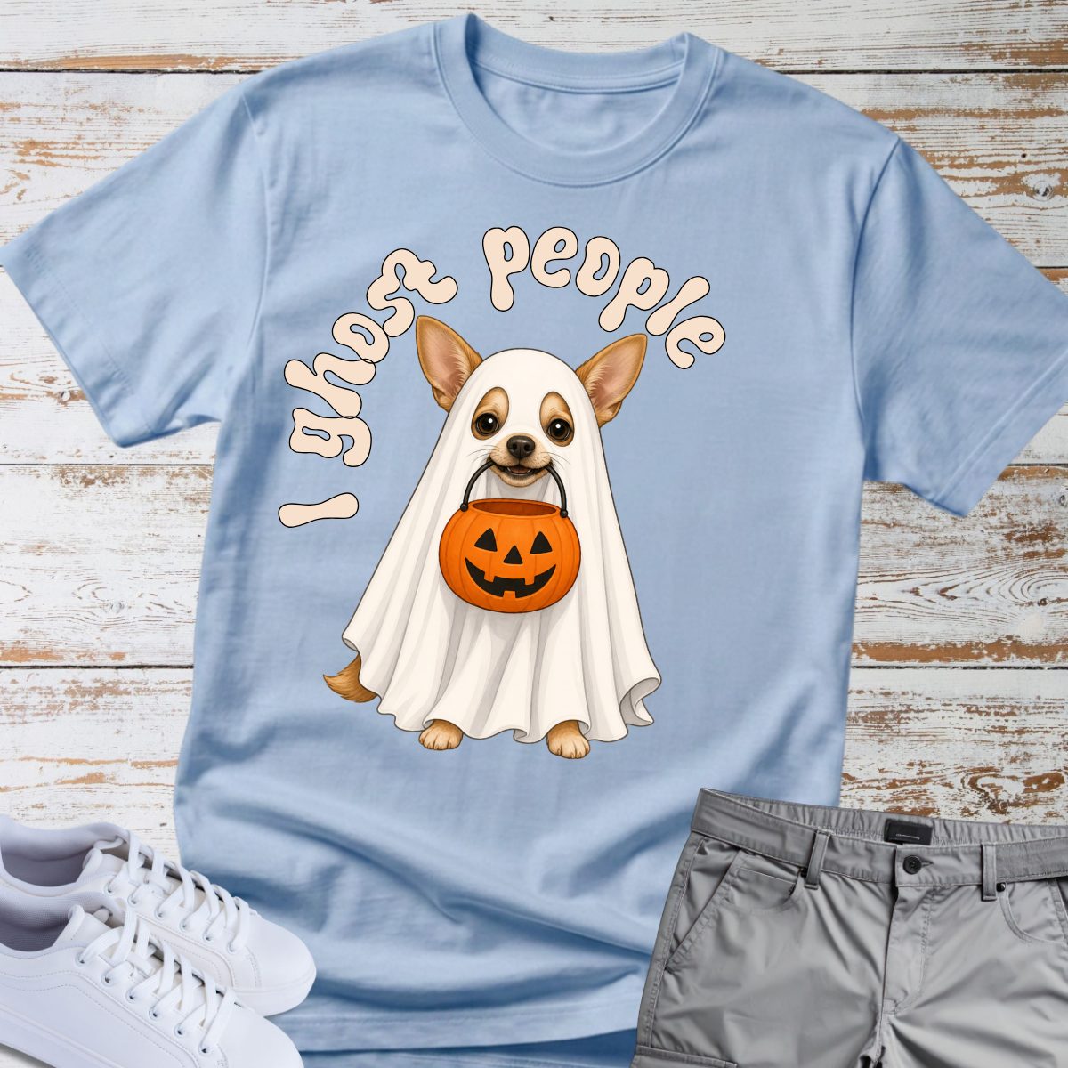 👻 I Ghost People 🎃 Halloween Chihuahua T-Shirt