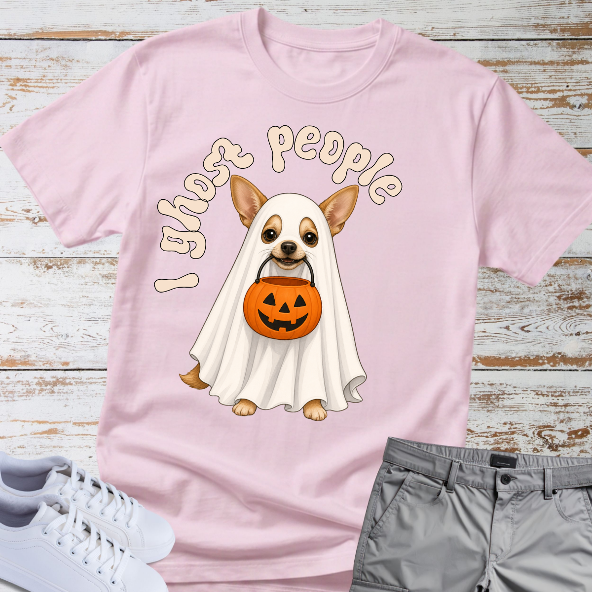 👻 I Ghost People 🎃 Halloween Chihuahua T-Shirt