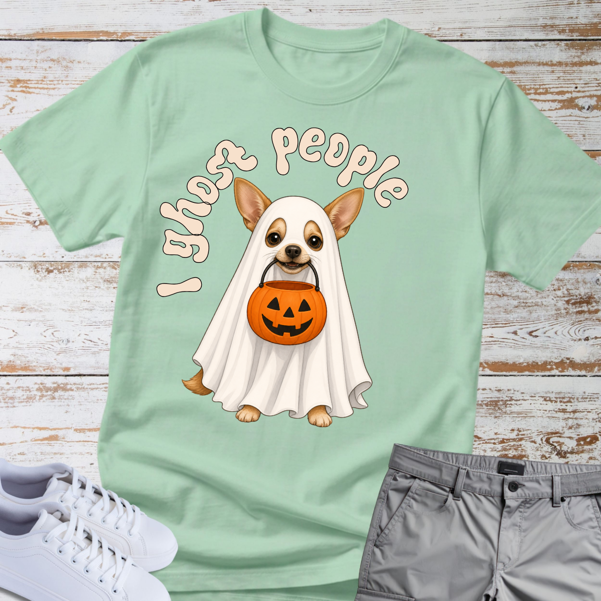 👻 I Ghost People 🎃 Halloween Chihuahua T-Shirt