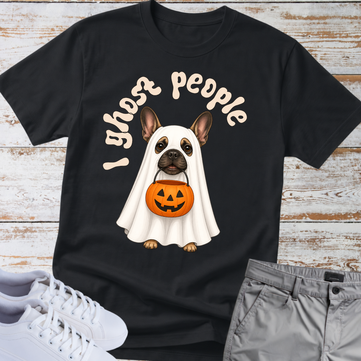 👻 I Ghost People 🎃 Halloween French Bulldog T-Shirt
