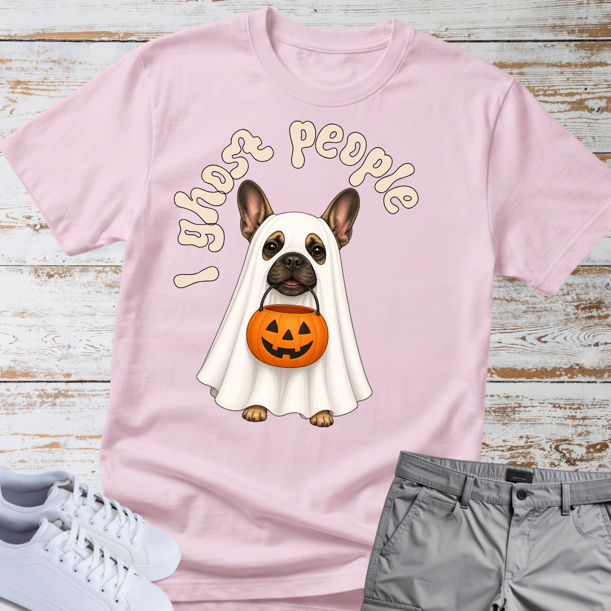 👻 I Ghost People 🎃 Halloween French Bulldog T-Shirt