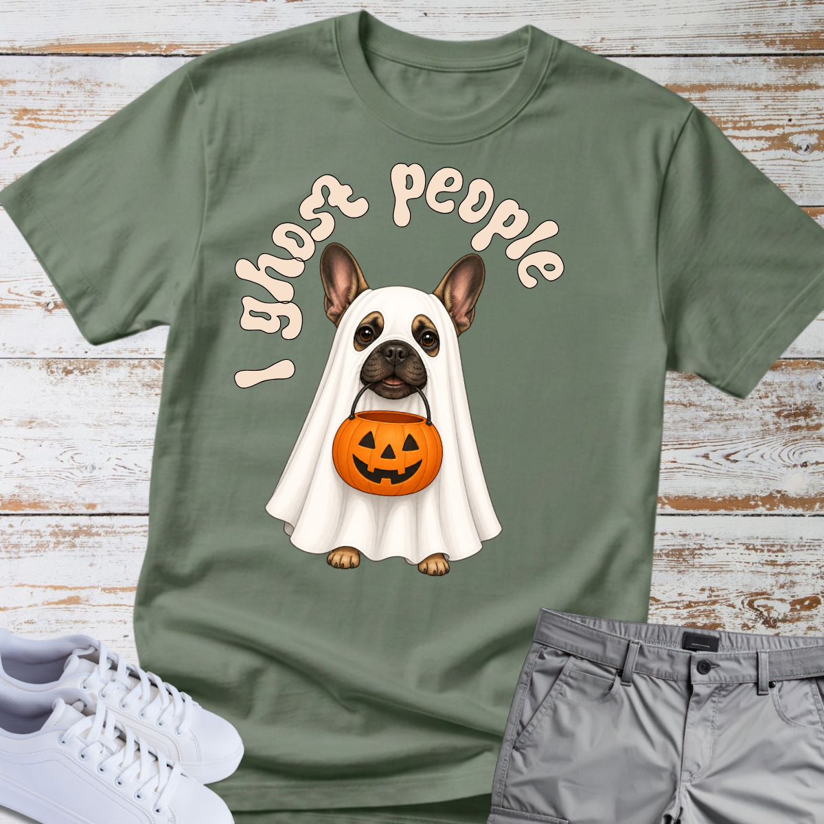 👻 I Ghost People 🎃 Halloween French Bulldog T-Shirt