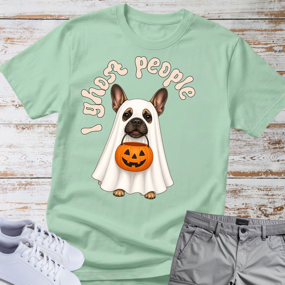 👻 I Ghost People 🎃 Halloween French Bulldog T-Shirt