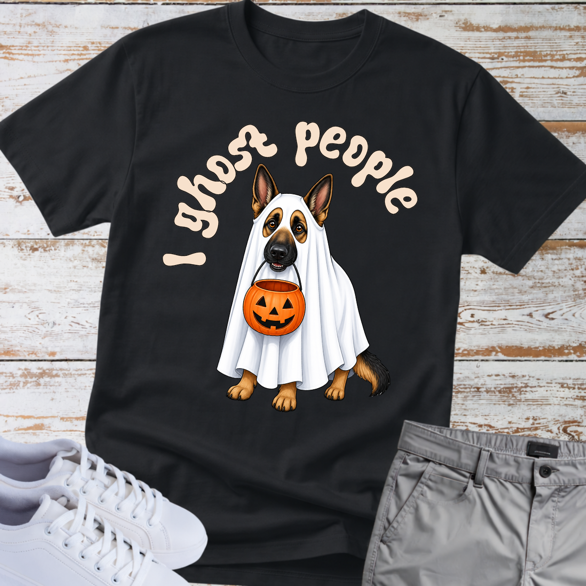 👻 I Ghost People 🎃 Halloween German Shepherd T-Shirt