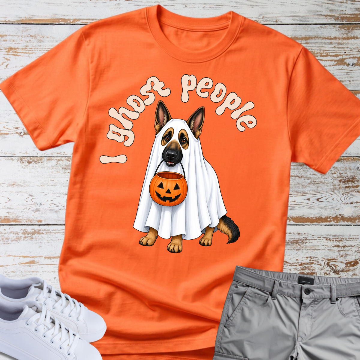 👻 I Ghost People 🎃 Halloween German Shepherd T-Shirt