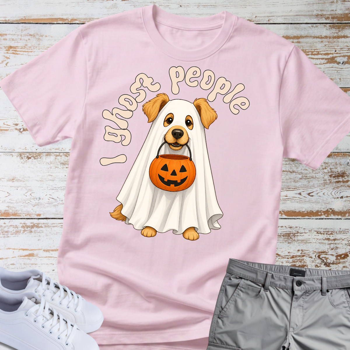 I Ghost People Halloween Golden Retriever T-Shirt
