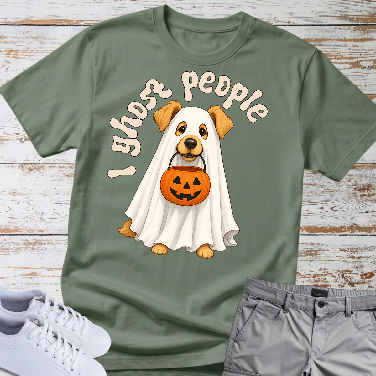I Ghost People Halloween Golden Retriever T-Shirt