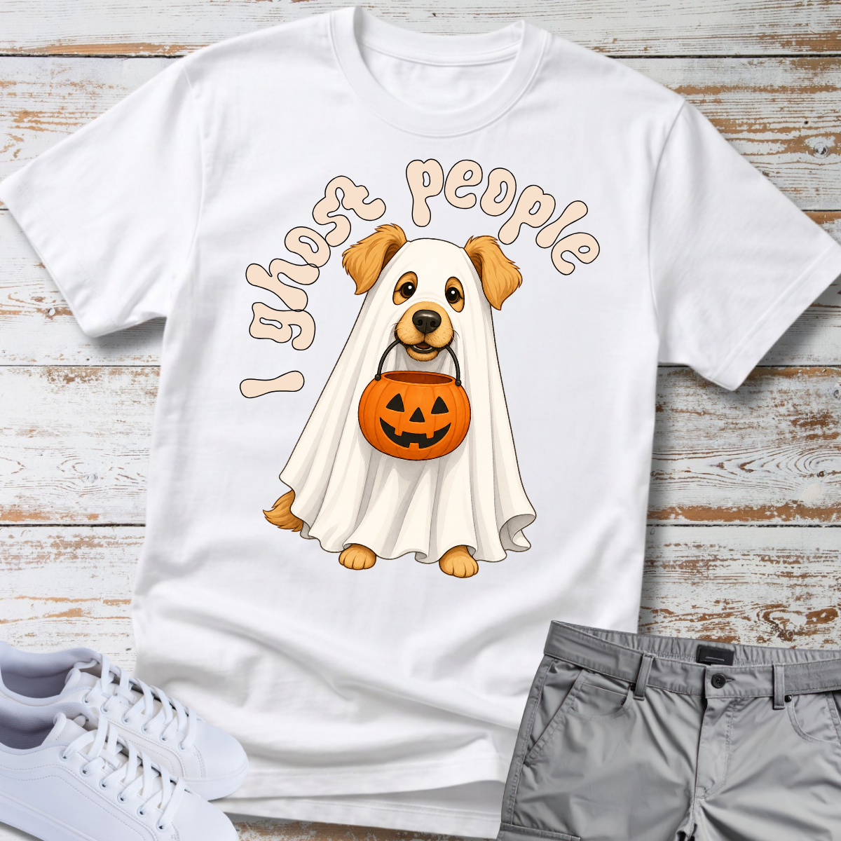 I Ghost People Halloween Golden Retriever T-Shirt