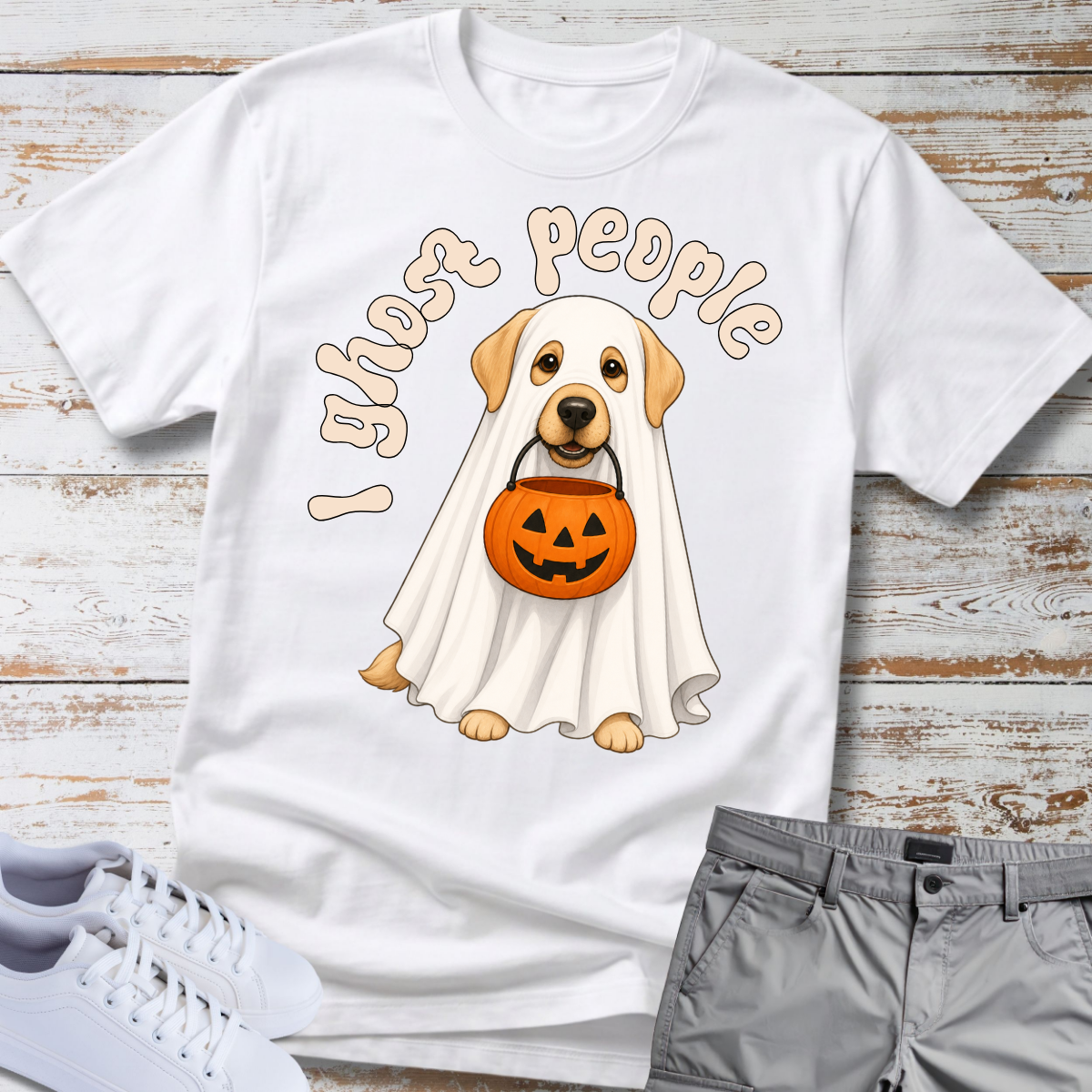 👻 I Ghost People 🎃 Halloween Labrador T-Shirt | Funny Lab Tee