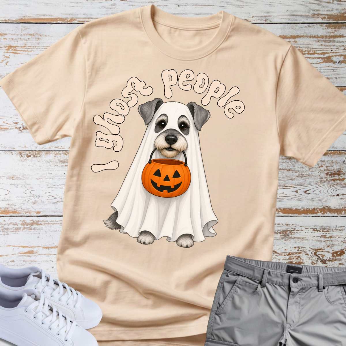 👻 I Ghost People 🎃 Halloween Schnauzer T-Shirt