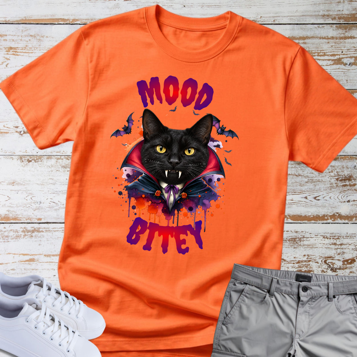 Cat Tee 🧛‍♂️🐈 Mood Bitey — Halloween Cat T-Shirt