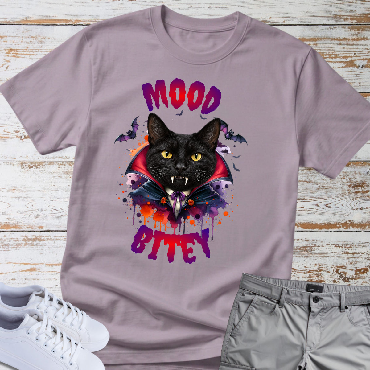 Cat Tee 🧛‍♂️🐈 Mood Bitey — Halloween Cat T-Shirt