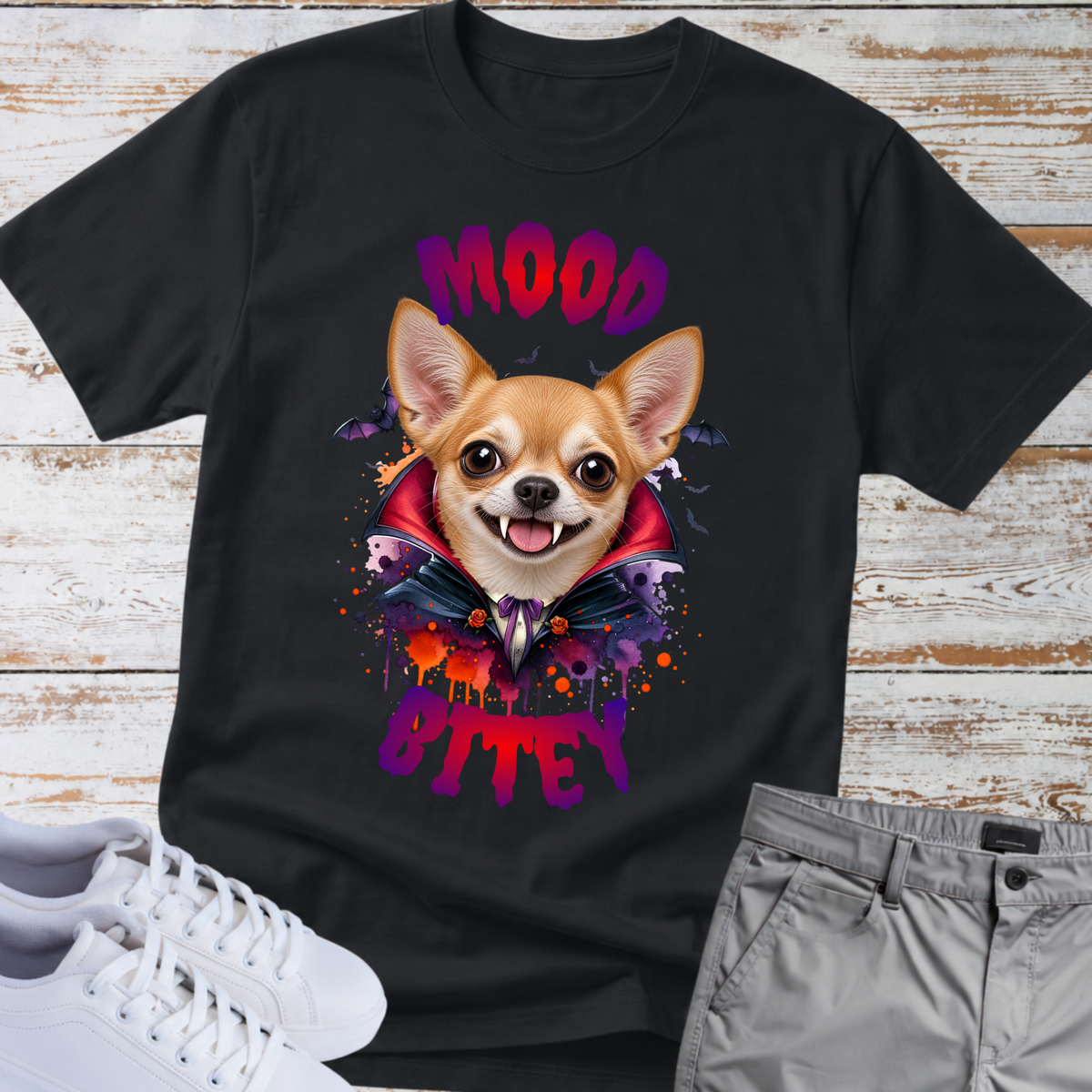 🧛‍♂️🐕 Mood Bitey — Chihuahua Halloween T-Shirt