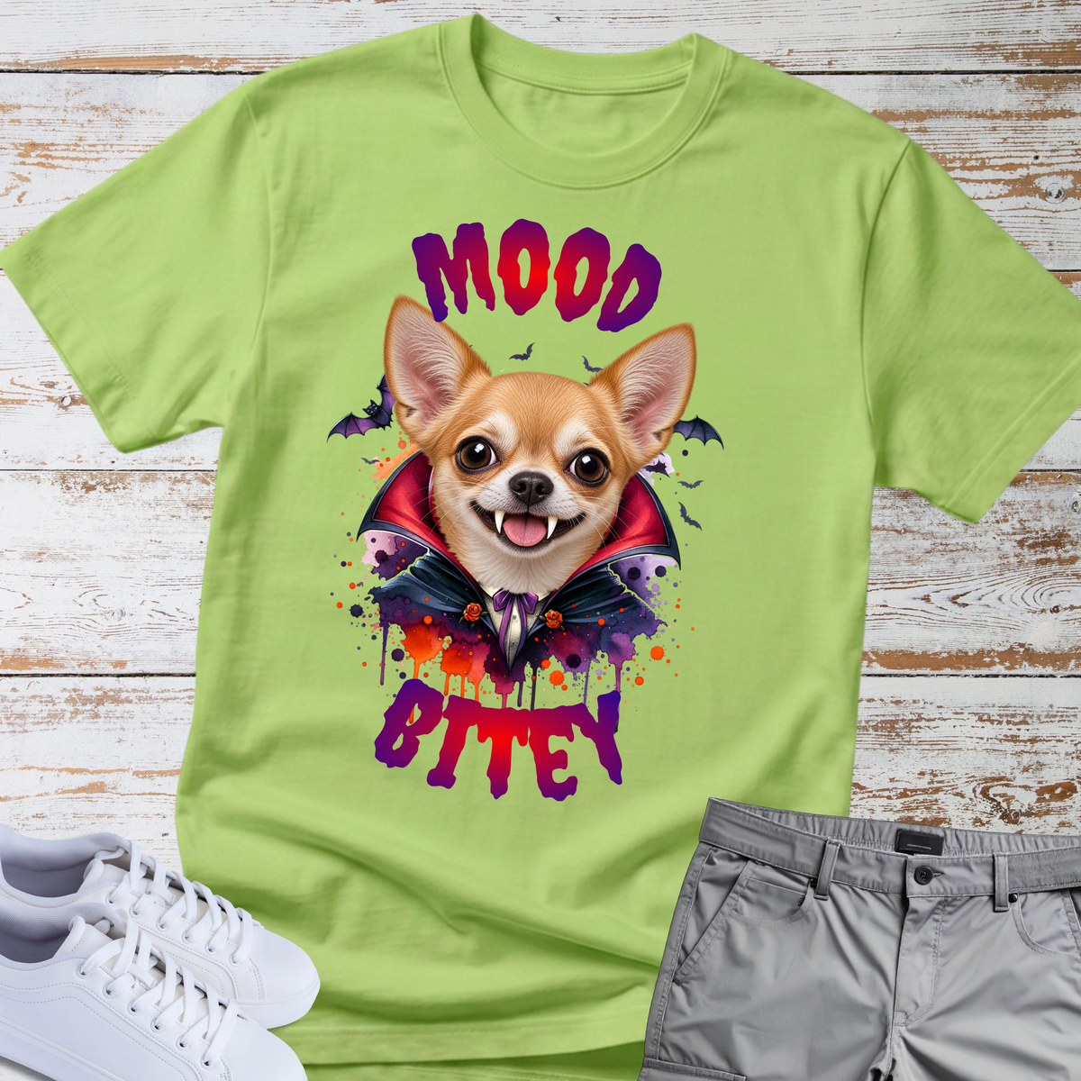 🧛‍♂️🐕 Mood Bitey — Chihuahua Halloween T-Shirt