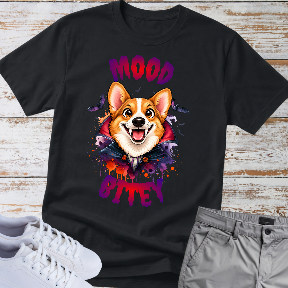 🧛‍♂️🐶 Mood Bitey — Corgi Halloween T-Shirt