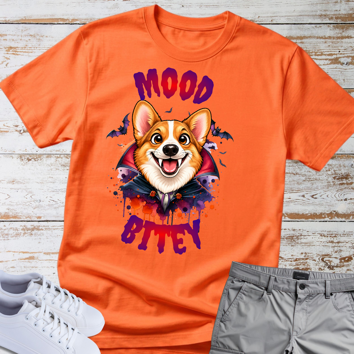 🧛‍♂️🐶 Mood Bitey — Corgi Halloween T-Shirt