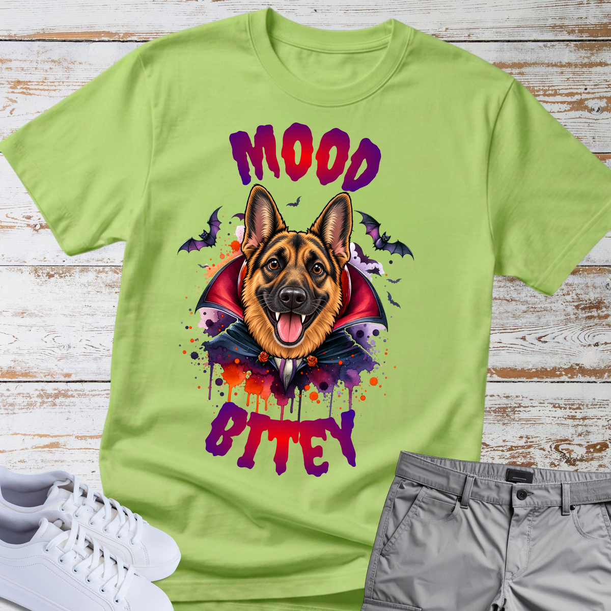 Mood Bitey 🧛‍♂️🐺| Halloween German Shepherd T-shirt