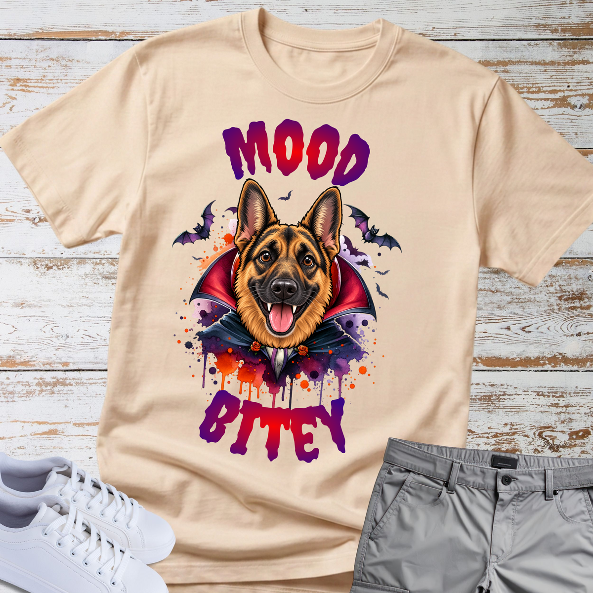 Mood Bitey 🧛‍♂️🐺| Halloween German Shepherd T-shirt