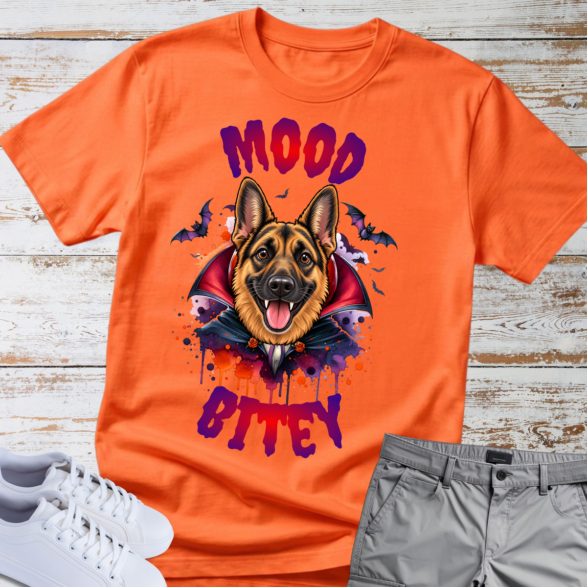 Mood Bitey 🧛‍♂️🐺| Halloween German Shepherd T-shirt