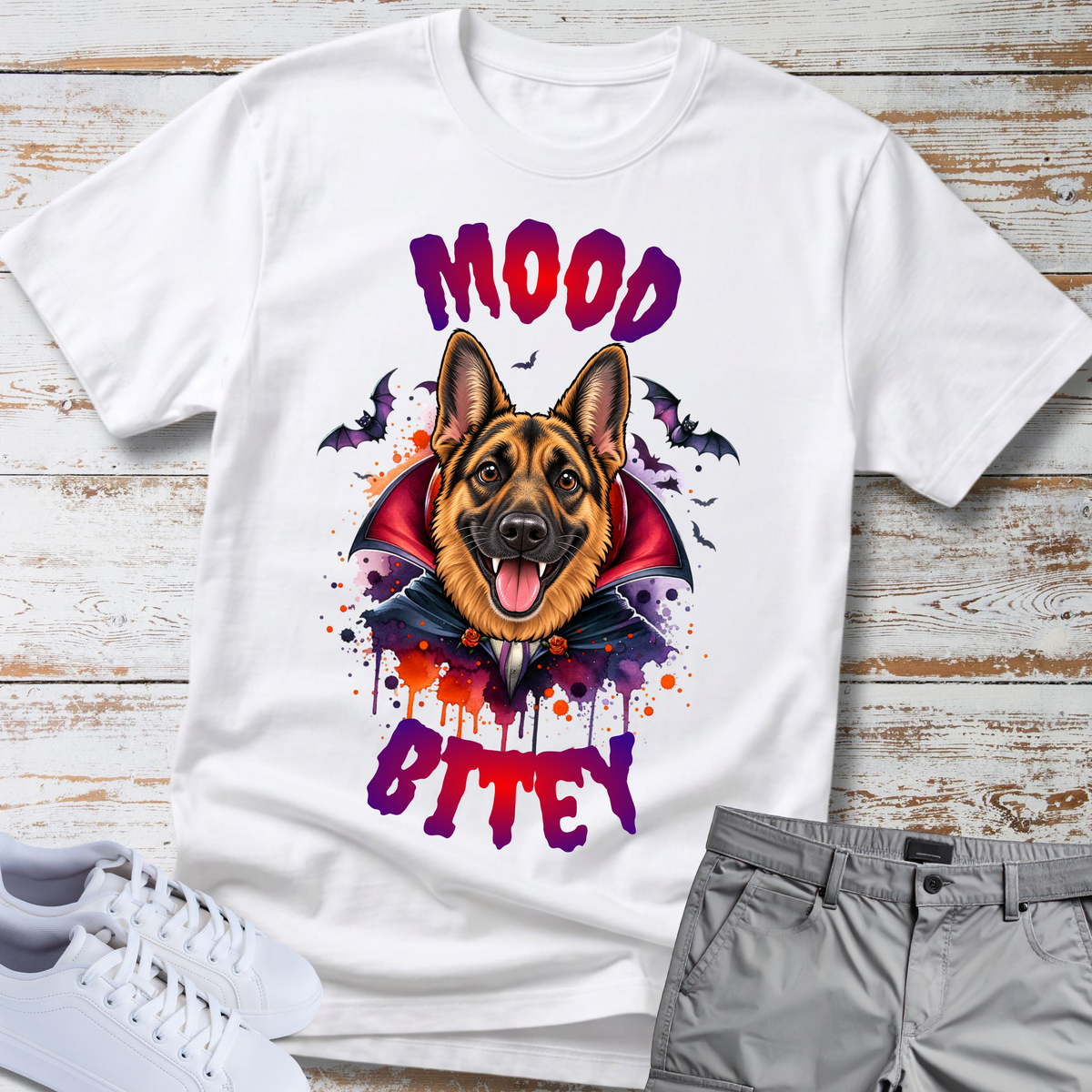 Mood Bitey 🧛‍♂️🐺| Halloween German Shepherd T-shirt
