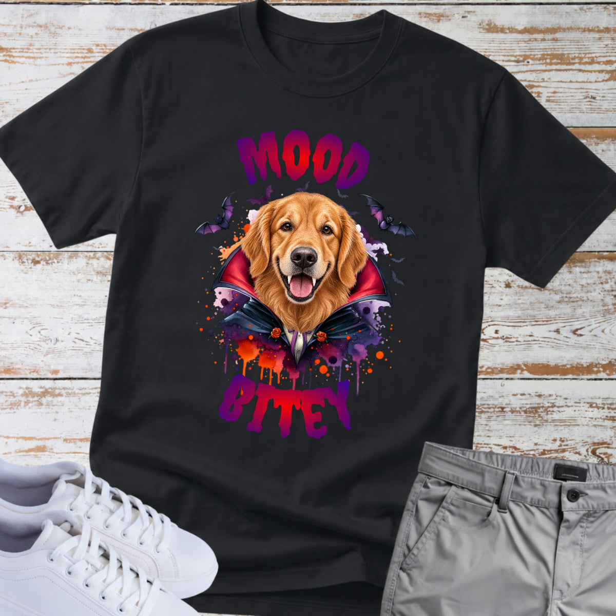 Mood Bitey 🧛‍♂️🐕 Golden Retriever Halloween T-shirt