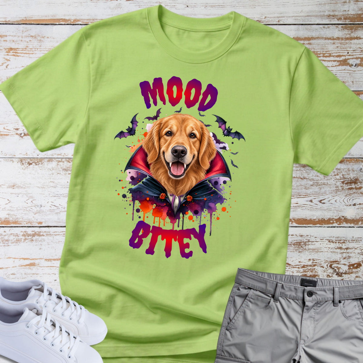 Mood Bitey 🧛‍♂️🐕 Golden Retriever Halloween T-shirt