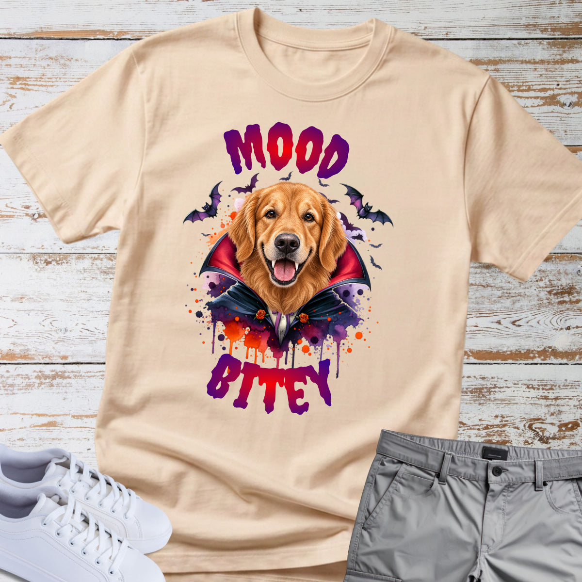Mood Bitey 🧛‍♂️🐕 Golden Retriever Halloween T-shirt